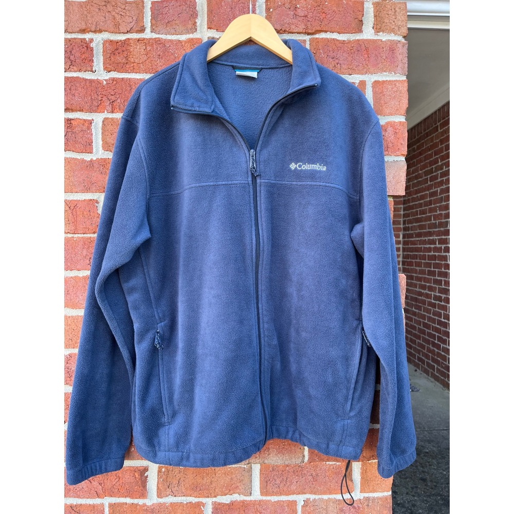 Columbia Mens XL Full Zip Fleece Jacket Navy Blue Steens Mountain Mock Neck 333
